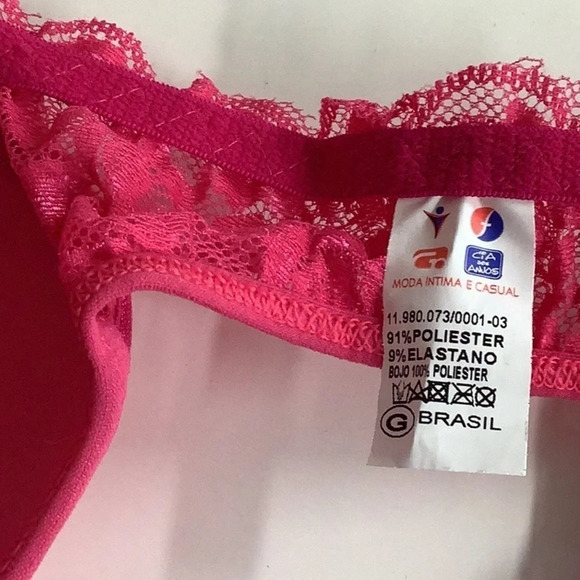 Massam Hot Pink Lace Padded Bra Made in Brazil New with Tags. Underwire Bra - Picture 7 of 8